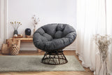 NNEKGE Papasan Swivel Wicker Chair (Grey)