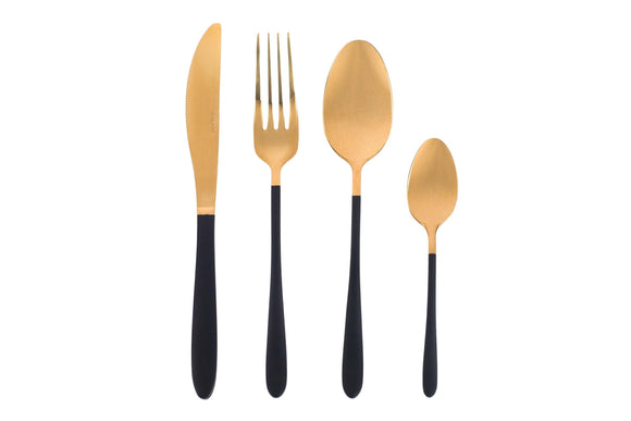 NNEKG Salter 16 Piece Noir Gold Cutlery Set