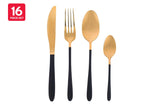 NNEKG Salter 16 Piece Noir Gold Cutlery Set