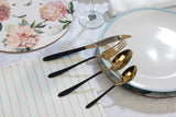 NNEKG Salter 16 Piece Noir Gold Cutlery Set