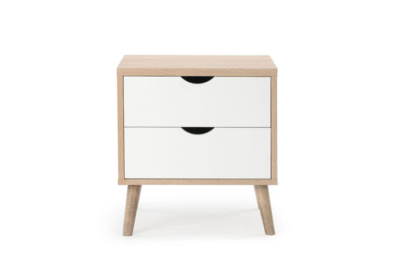 NNEKGE 2 Drawer Bedside Table Nyhavn Collection (White & Oak)
