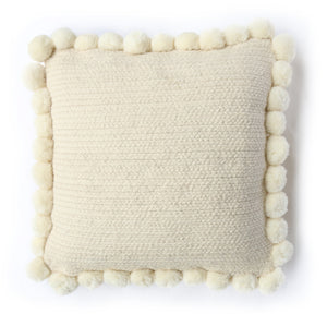 NNEKG Venus Cotton Cushion with pom pom (45cm x 45cm Natural)