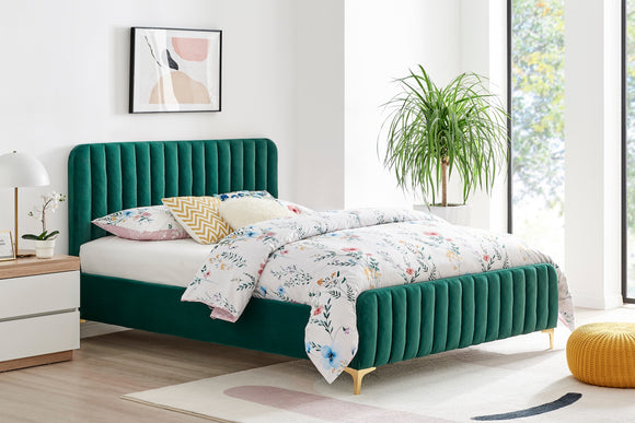 NNEKG Victoria Velvet Bed Frame (Single Emerald)