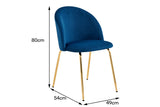 NNEKGE Subiaco Set of 2 Velvet Dining Chairs (Navy)