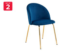 NNEKGE Subiaco Set of 2 Velvet Dining Chairs (Navy)