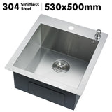 NNEDPE 304 Stainless Steel Undermount Topmount Kitchen Laundry Sink - 530 x 500mm
