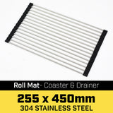 NNEDPE Stainless Steel Kitchen Sink Roller Mat - 255 x 450mm