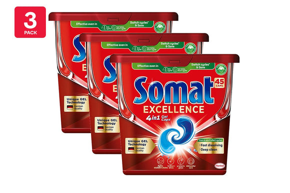 NNEKG 135 Somat Excellence 4 in 1 Dishwashing Tablets 3 Packs of 45 Tablets