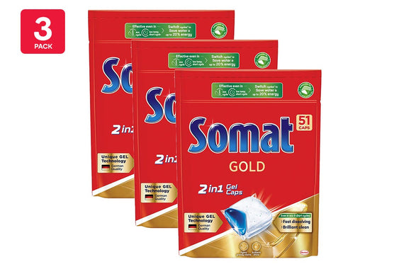 NNEKG 153 Somat Gold 2 in 1 Dishwashing Tablets 3 Packs of 51 Tablets