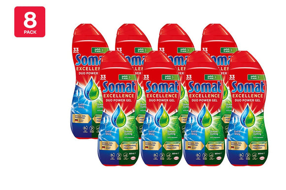 NNEKG Somat Excellence Duo Power Gel Dishwashing Gel Detergent 600ml Pack of 8