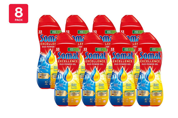 NNEKG Somat Excellence Duo Power Gel Lemon Dishwashing Gel Detergent 600ml Pack of 8