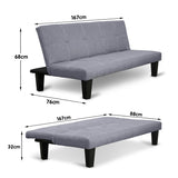 NNEDPE Sarantino 2 Seater Modular Linen Fabric Sofa Bed Couch - Dark Grey