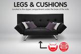 NNEDPE Sarantino 3 Seater Faux Leather Sofa Bed Lounge - Black