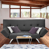 NNEDPE Sarantino 3 Seater Faux Leather Sofa Bed Lounge - Grey