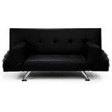 NNEDPE Sarantino 3 Seater Faux Leather Sofa Bed Lounge - Black