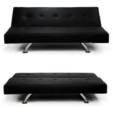 NNEDPE Sarantino 3 Seater Faux Leather Sofa Bed Lounge - Black
