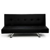 NNEDPE Sarantino 3 Seater Faux Leather Sofa Bed Lounge - Black