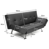 NNEDPE Sarantino 3 Seater Faux Leather Sofa Bed Lounge - Grey