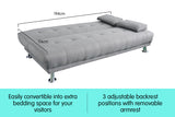 NNEDPE Sarantino 3 Seater Linen Sofa Bed Couch Lounge Futon - Light Grey