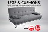 NNEDPE Sarantino 3 Seater Linen Sofa Bed Couch Lounge Futon - Light Grey