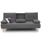 NNEDPE Sarantino Linen Fabric Sofa Bed Lounge Couch Futon - Dark Grey