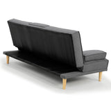 NNEDPE Sarantino Linen Fabric Sofa Bed Lounge Couch Futon - Dark Grey