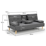 NNEDPE Sarantino Linen Fabric Sofa Bed Lounge Couch Futon - Dark Grey