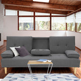 NNEDPE Sarantino Linen Fabric Sofa Bed Lounge Couch Futon - Dark Grey