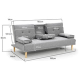 NNEDPE Sarantino Linen Fabric Sofa Bed Lounge - Light Grey