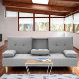 NNEDPE Sarantino Linen Fabric Sofa Bed Lounge - Light Grey