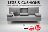 NNEDPE Sarantino Linen Fabric Sofa Bed Lounge - Light Grey