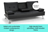 NNEDPE Sarantino Faux Leather Sofa Bed Lounge Furniture - Black