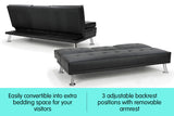 NNEDPE Sarantino Faux Leather Sofa Bed Lounge Furniture - Black