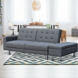 NNEDPE Sarantino 3 Seater Linen Sofa Bed Couch with Storage Ottoman - Grey