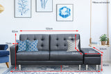 NNEDPE Sarantino 3 Seater Faux Leather Sofa Bed Couch with Ottoman - Black