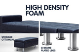 NNEDPE Sarantino 3 Seater Faux Leather Sofa Bed Couch with Ottoman - Black