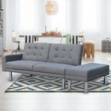 NNEDPE Sarantino 3 Seater Linen Sofa Bed Convertible Couch with Ottoman Grey