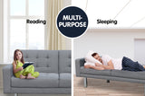 NNEDPE Sarantino 3 Seater Linen Sofa Bed Convertible Couch with Ottoman Grey
