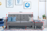 NNEDPE Sarantino 3 Seater Linen Sofa Bed Convertible Couch with Ottoman Grey