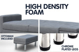 NNEDPE Sarantino 3 Seater Linen Sofa Bed Convertible Couch with Ottoman Grey