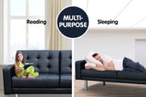 NNEDPE Sarantino 3 Seater Faux Leather Sofa Bed Couch w/ Footstool Black