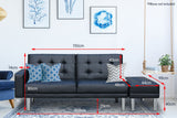 NNEDPE Sarantino 3 Seater Faux Leather Sofa Bed Couch w/ Footstool Black