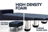 NNEDPE Sarantino 3 Seater Faux Leather Sofa Bed Couch w/ Footstool Black
