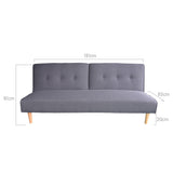 NNEDPE Soho 3 Seater Modular Linen Fabric Sofa Bed Couch Lounge Futon - Grey