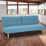 NNEDPE Soho 3 Seater Linen Fabric Sofa Bed Couch Lounge Futon - Light Blue