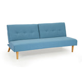 NNEDPE Soho 3 Seater Linen Fabric Sofa Bed Couch Lounge Futon - Light Blue