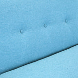 NNEDPE Soho 3 Seater Linen Fabric Sofa Bed Couch Lounge Futon - Light Blue