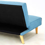 NNEDPE Soho 3 Seater Linen Fabric Sofa Bed Couch Lounge Futon - Light Blue