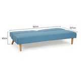 NNEDPE Soho 3 Seater Linen Fabric Sofa Bed Couch Lounge Futon - Light Blue