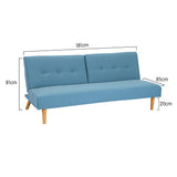 NNEDPE Soho 3 Seater Linen Fabric Sofa Bed Couch Lounge Futon - Light Blue
